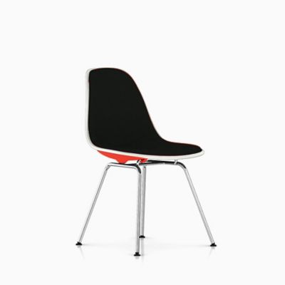 Herman Miller Eames Molded Plastic Side Chair with 4-Leg Base, Upholstered - Color: Black - DSX.U47ZEZF14A20E8 - Herman Miller Authorized Retailer