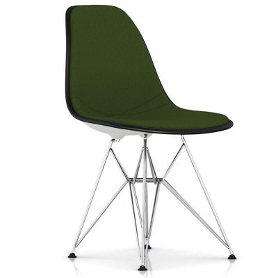 Herman Miller Eames Molded Plastic Side Chair with Wire Base, Upholstered - Color: Green - DSR.U47ZFBK14A42E8 - Herman Miller Authorized Retailer