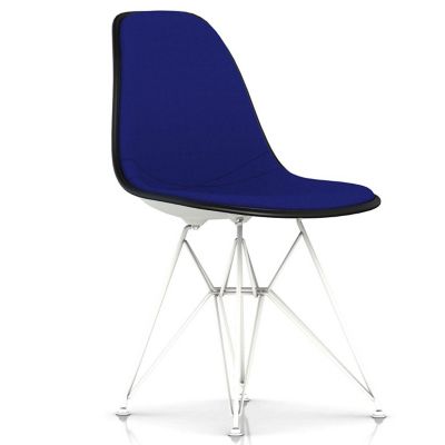 Herman Miller Eames Molded Plastic Side Chair with Wire Base, Upholstered - Color: Blue - DSR.U91ZFBK14A47E8 - Herman Miller Authorized Retailer