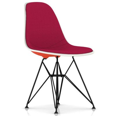 Herman Miller Eames Molded Plastic Side Chair with Wire Base, Upholstered - Color: Pink - DSR.UBKZEZF14A46E9 - Herman Miller Authorized Retailer