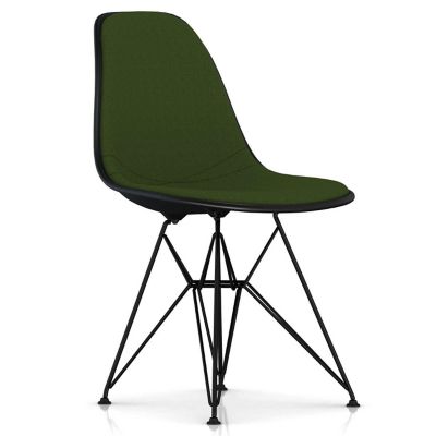 Herman Miller Eames Molded Plastic Side Chair with Wire Base, Upholstered - Color: Green - DSR.UBKZABK14A42E9 - Herman Miller Authorized Retailer