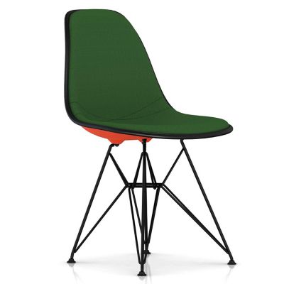 Herman Miller Eames Molded Plastic Side Chair with Wire Base, Upholstered - Color: Green - DSR.UBKZEBK14A38E8 - Herman Miller Authorized Retailer