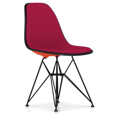 Herman Miller Eames Molded Plastic Side Chair with Wire Base, Upholstered - Color: Pink - DSR.UBKZEBK14A46E8 - Herman Miller Authorized Retailer