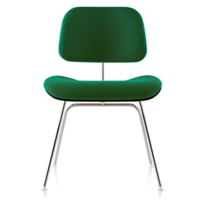Herman Miller Eames Molded Plywood Dining Chair with Metal Legs, Upholstered - Color: Green - DCM.U47EN14A38 - Herman Miller Authorized Retailer