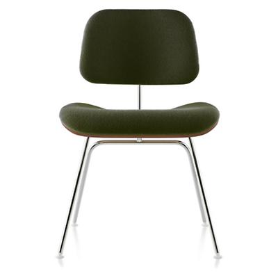 Eames Molded Plywood Dining Chair with Metal Legs, Upholstered