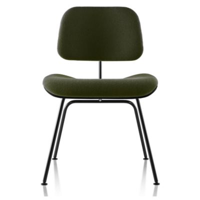 Herman Miller Eames Molded Plywood Dining Chair with Metal Legs, Upholstered - Color: Green - DCM.UBKEN14A42 - Herman Miller Authorized Retailer
