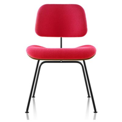 Herman Miller Eames Molded Plywood Dining Chair with Metal Legs, Upholstered - DCM.UBK9N14A43 - Herman Miller Authorized Retailer