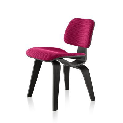 Herman Miller Eames Molded Plywood Dining Chair with Wood Legs, Upholstered - Color: Pink - DCW.UEN14A46 - Herman Miller Authorized Retailer