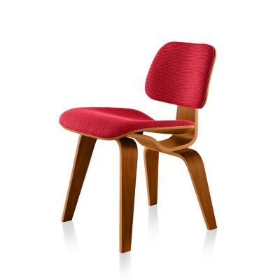 Herman Miller Eames Molded Plywood Dining Chair with Wood Legs, Upholstered - DCW.U9N14A43 - Herman Miller Authorized Retailer
