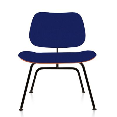 Herman Miller Eames Molded Plywood Lounge Chair with Metal Legs, Upholstered - Color: Blue - LCM.UBKOU14A47 - Herman Miller Authorized Retailer