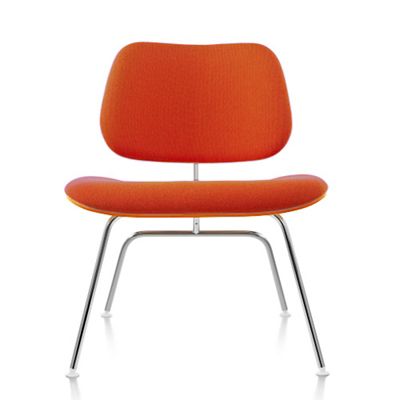 Herman Miller Eames Molded Plywood Lounge Chair with Metal Legs, Upholstered - Color: Orange - LCM.U479N14A40 - Herman Miller Authorized Retailer