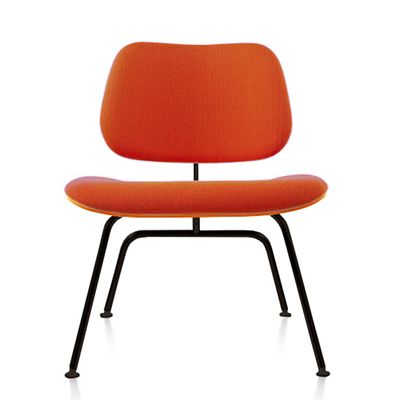 Herman Miller Eames Molded Plywood Lounge Chair with Metal Legs, Upholstered - Color: Orange - LCM.UBK9N14A40 - Herman Miller Authorized Retailer