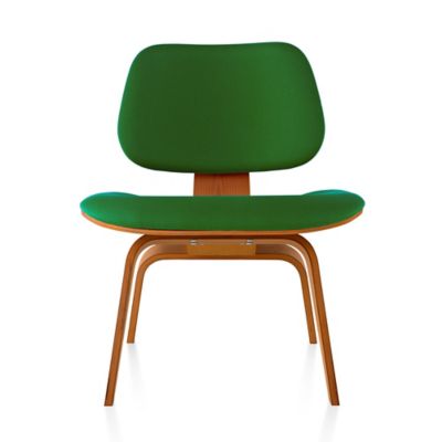 Herman Miller Eames Molded Plywood Lounge Chair with Wood Legs, Upholstered - Color: Green - LCW.U9N14A38 - Herman Miller Authorized Retailer