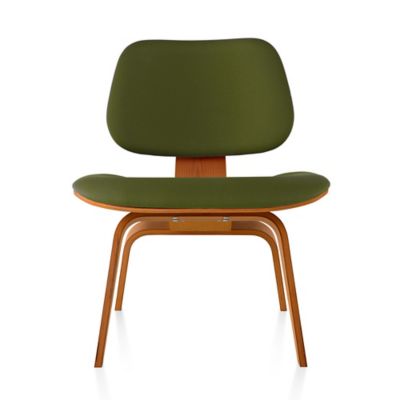 Herman Miller Eames Molded Plywood Lounge Chair with Wood Legs, Upholstered - Color: Green - LCW.U9N14A42 - Herman Miller Authorized Retailer