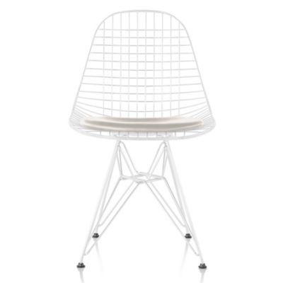 Herman Miller Eames Wire Chair with Leather Seat/Wire Back - Color: White - DKR.5912115E9 - Herman Miller Authorized Retailer