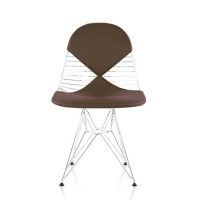Herman Miller Eames Wire Chair with Leather Seat/Back - Color: White - DKR.2912114E8 - Herman Miller Authorized Retailer