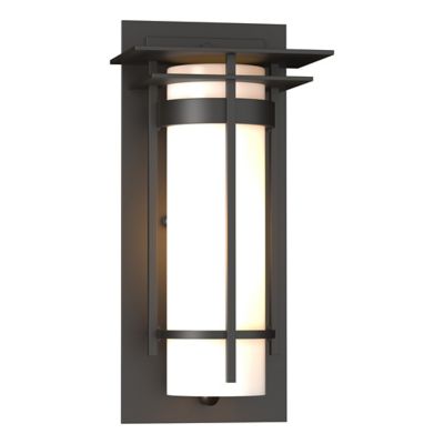 Hubbardton Forge Banded Coastal Outdoor Wall Sconce with Top Plate - Color: