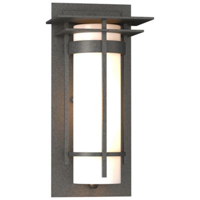 Hubbardton Forge Banded Coastal Outdoor Wall Sconce with Top Plate - Color: