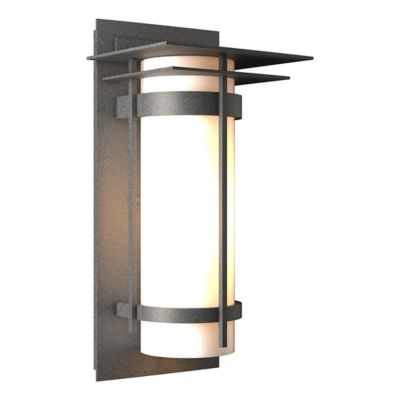 Hubbardton Forge Banded Coastal Outdoor Wall Sconce with Top Plate - Color: