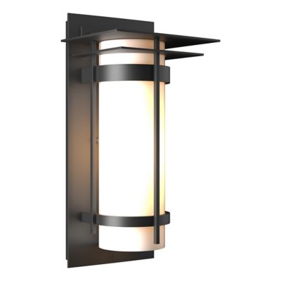 Hubbardton Forge Banded Coastal Outdoor Wall Sconce with Top Plate - Color: