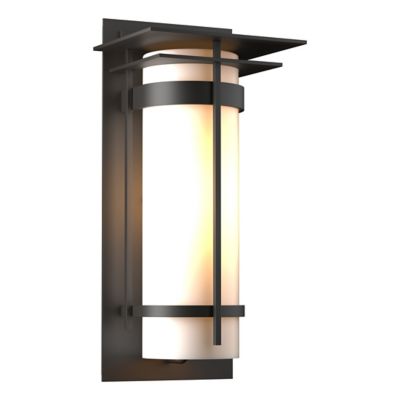 Hubbardton Forge Banded Coastal Outdoor Wall Sconce with Top Plate - Color: