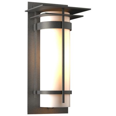 Hubbardton Forge Banded Coastal Outdoor Wall Sconce with Top Plate - Color: