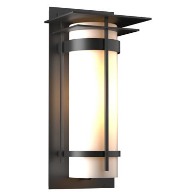 Hubbardton Forge Banded Coastal Outdoor Wall Sconce with Top Plate - Color: