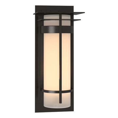 Hubbardton Forge Banded Coastal Outdoor Wall Sconce with Top Plate - Color: