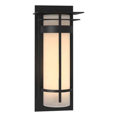 Hubbardton Forge Banded Coastal Outdoor Wall Sconce with Top Plate - Color: