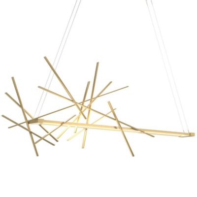 Hubbardton Forge Cascade LED Linear Chandelier - Color: Brass - Size: 1 lig