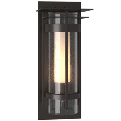 Hubbardton Forge Banded Outdoor Wall Sconce with Top Plate - Color: Bronze 