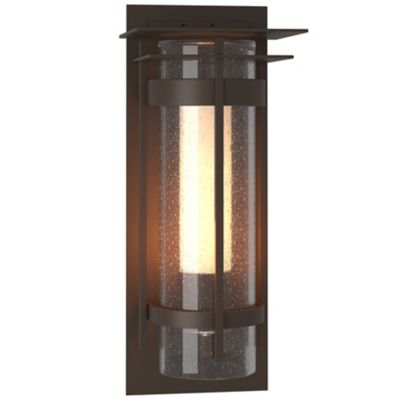 Hubbardton Forge Banded Outdoor Wall Sconce with Top Plate - Color: Bronze 