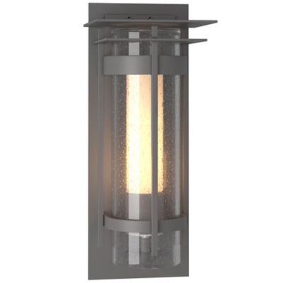 Hubbardton Forge Banded Outdoor Wall Sconce with Top Plate - Color: Silver 