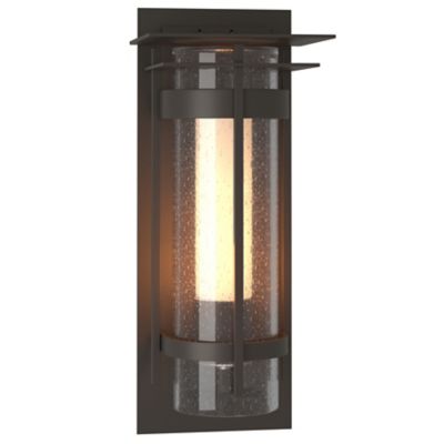 Hubbardton Forge Banded Outdoor Wall Sconce with Top Plate - Color: Grey - 