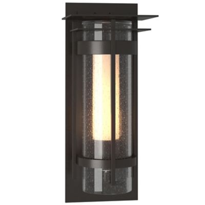 Hubbardton Forge Banded Outdoor Wall Sconce with Top Plate - Color: Bronze 