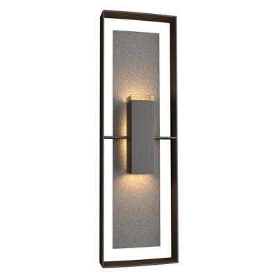 Hubbardton Forge Shadow Box Tall Outdoor Wall Sconce - Color: Grey - 302607