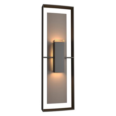 Hubbardton Forge Shadow Box Tall Outdoor Wall Sconce - Color: Grey - 302607