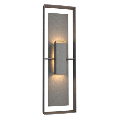 Hubbardton Forge Shadow Box Tall Outdoor Wall Sconce - Color: Grey - 302607