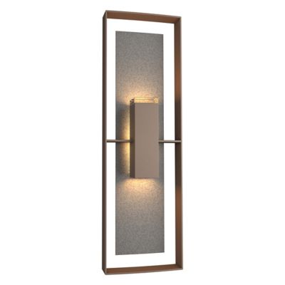 Hubbardton Forge Shadow Box Tall Outdoor Wall Sconce - Color: Grey - 302607