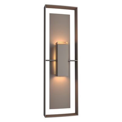 Hubbardton Forge Shadow Box Tall Outdoor Wall Sconce - Color: Grey - 302607