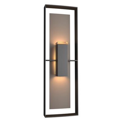 Hubbardton Forge Shadow Box Tall Outdoor Wall Sconce - Color: Grey - 302607