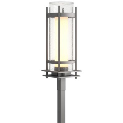 Hubbardton Forge Banded Seeded Glass Outdoor Post Light - Color: Grey - Siz