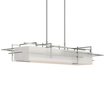 Etch Linear Chandelier Light - Color: Silver - Size: Short - Hubbardton Forge 136390-1135