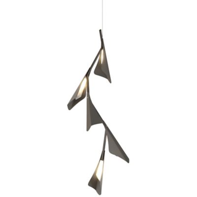 Hubbardton Forge Plume Vertical LED Pendant Light - Color: Grey - 135006-11