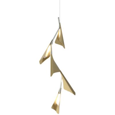 Hubbardton Forge Plume Vertical LED Pendant Light - Color: Brass - 135006-1