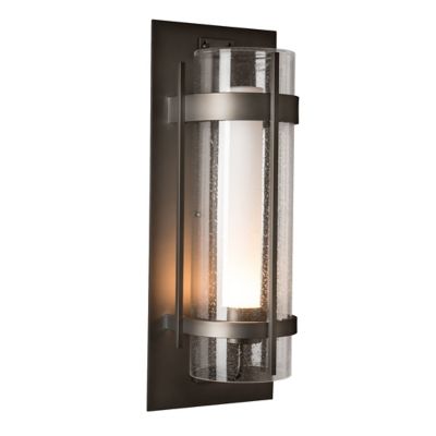 Hubbardton Forge Banded Seeded Glass Outdoor Wall Sconce - Color: Bronze - 