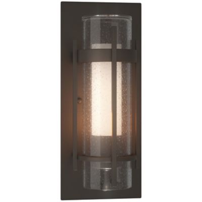 Hubbardton Forge Banded Seeded Glass Outdoor Wall Sconce - Color: Grey - Si