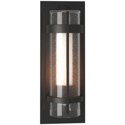 Hubbardton Forge Banded Seeded Glass Outdoor Wall Sconce - Color: Black - S