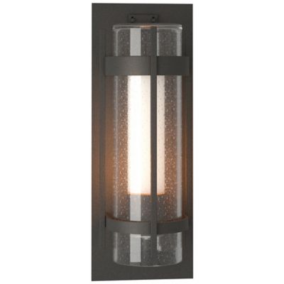 Hubbardton Forge Banded Seeded Glass Outdoor Wall Sconce - Color: Silver - 