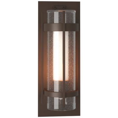 Hubbardton Forge Banded Seeded Glass Outdoor Wall Sconce - Color: Bronze - 